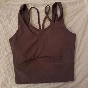Women's Strappy Back Sports Bra - brown